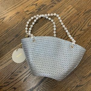 Vanina basket-weave pearl-strap tote bag NWT
